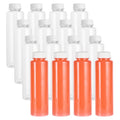 Bottle Tek 12 oz Round Clear Plastic Cold Pressed Juice Bottle - with Safety Cap - 2" x 2" x 7 1/4" - 100 count box