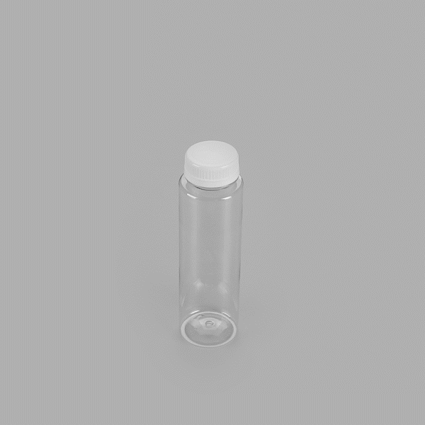 Bottle Tek 12 oz Round Clear Plastic Cold Pressed Juice Bottle - with Safety Cap - 2" x 2" x 7 1/4" - 100 count box