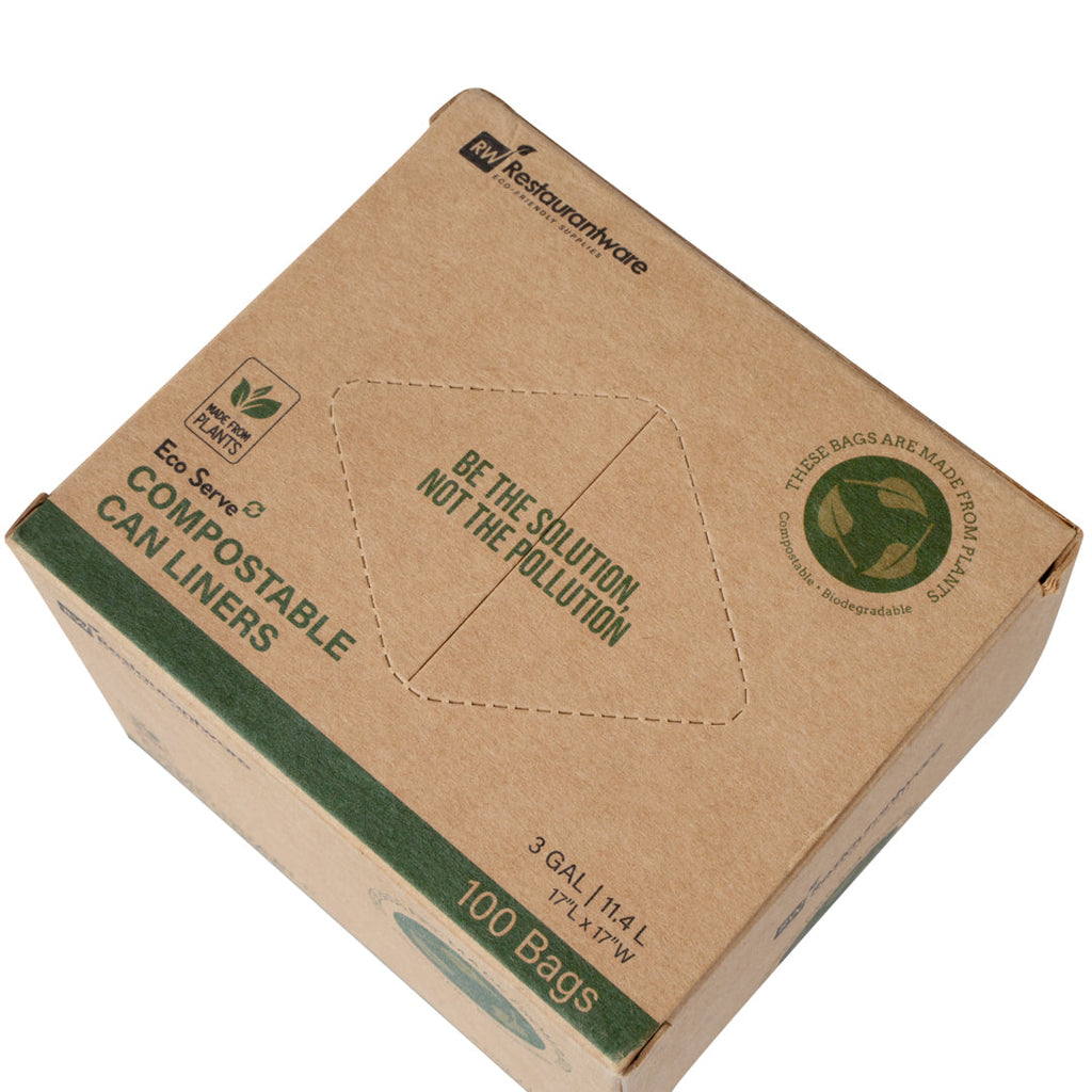Basic Nature 3 gal Green Plastic Trash Can Liner - Compostable - 100 count box