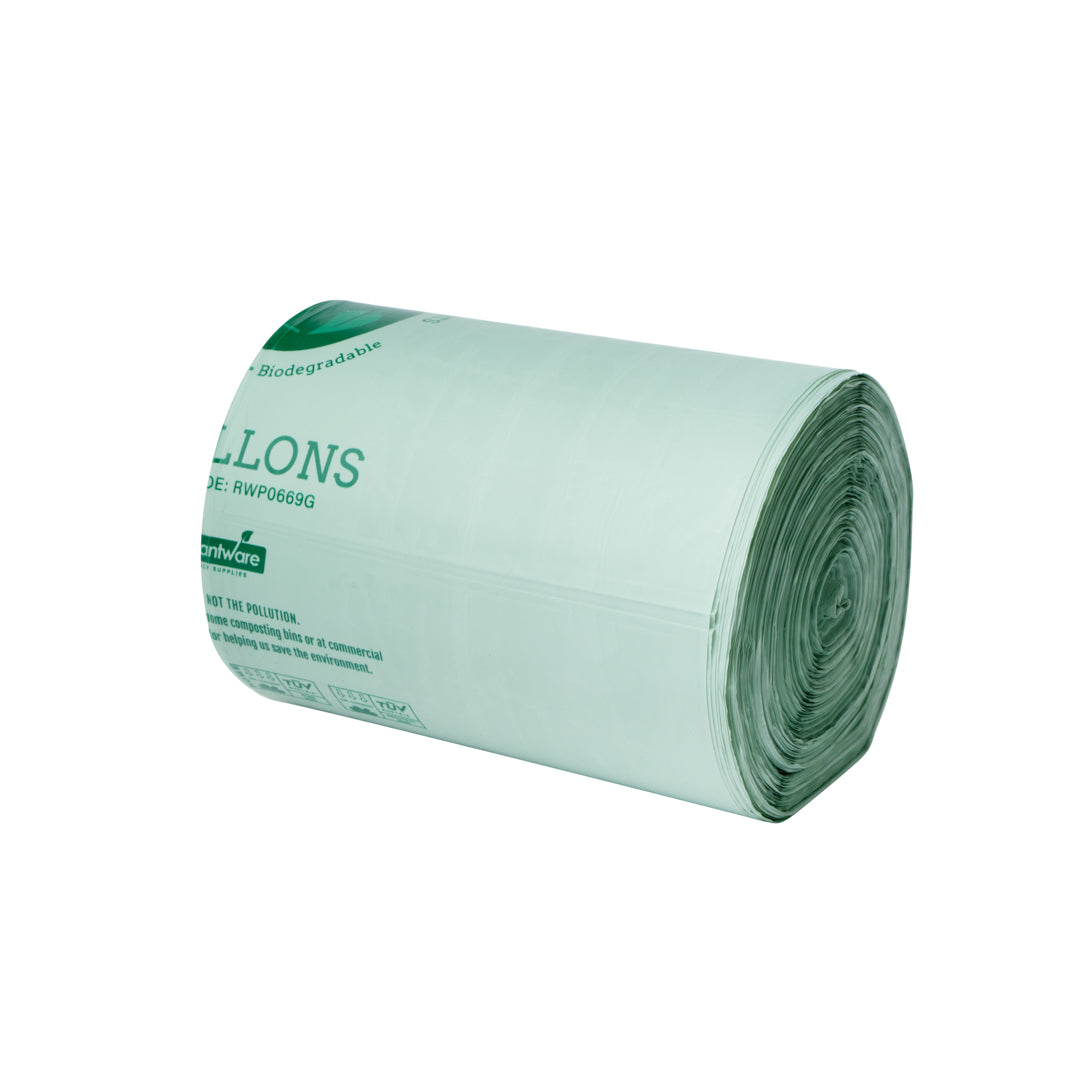 Basic Nature 13 gal Green Plastic Trash Can Liner - Compostable - 100 count box