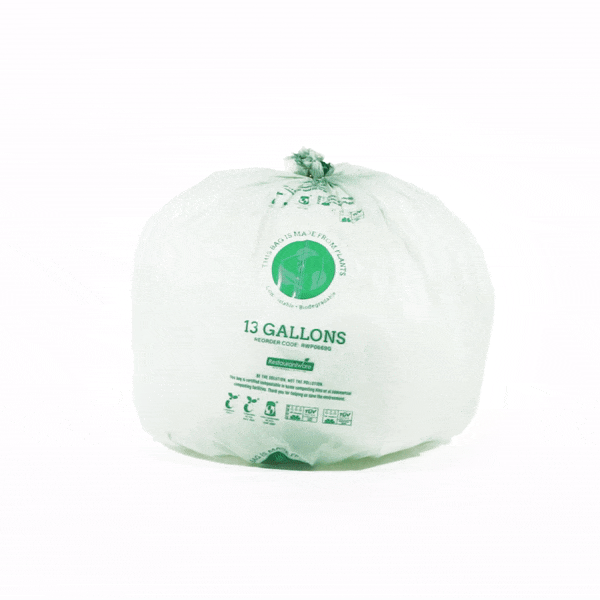 Basic Nature 13 gal Green Plastic Trash Can Liner - Compostable - 100 count box