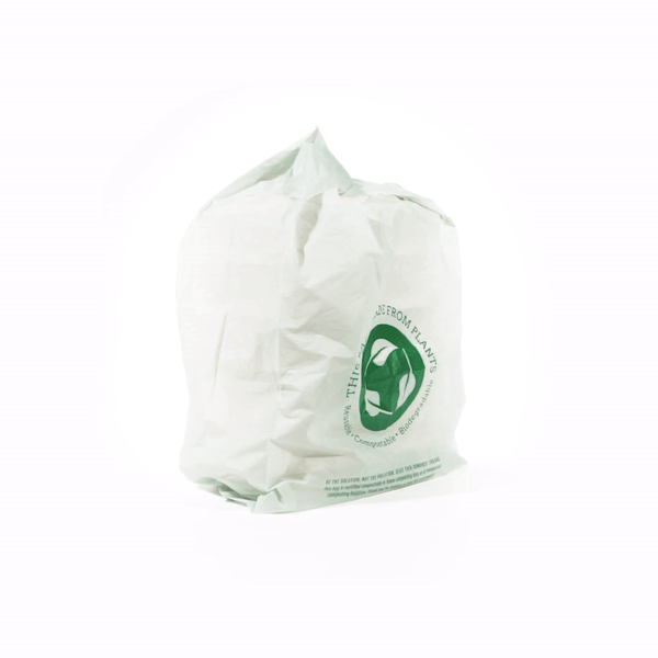 Basic Nature Green Plastic T-Shirt Bag - 1/6 Size, Compostable - 12" x 6 1/2" x 22" - 500 count box