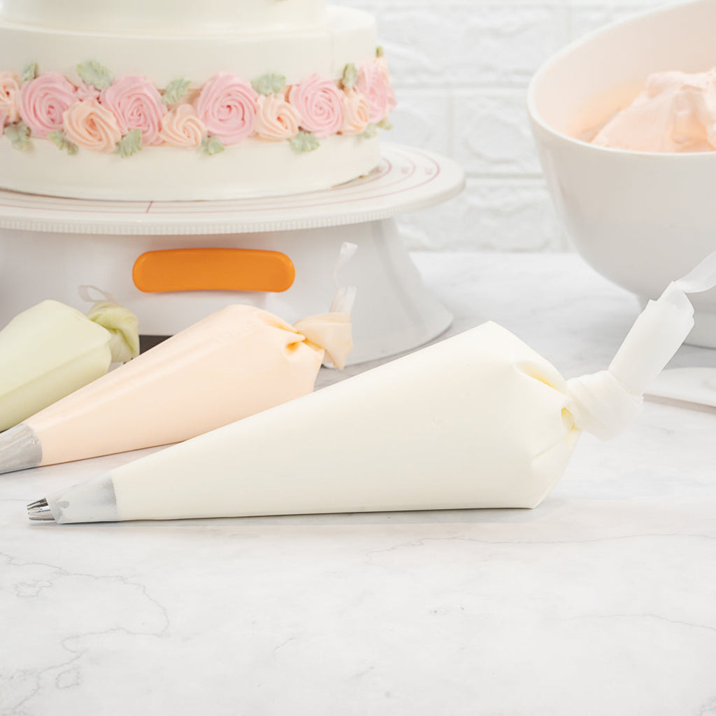 Pastry Tek White Silicone Pastry Piping Bag - 16" x 8 3/4" - 2 count box