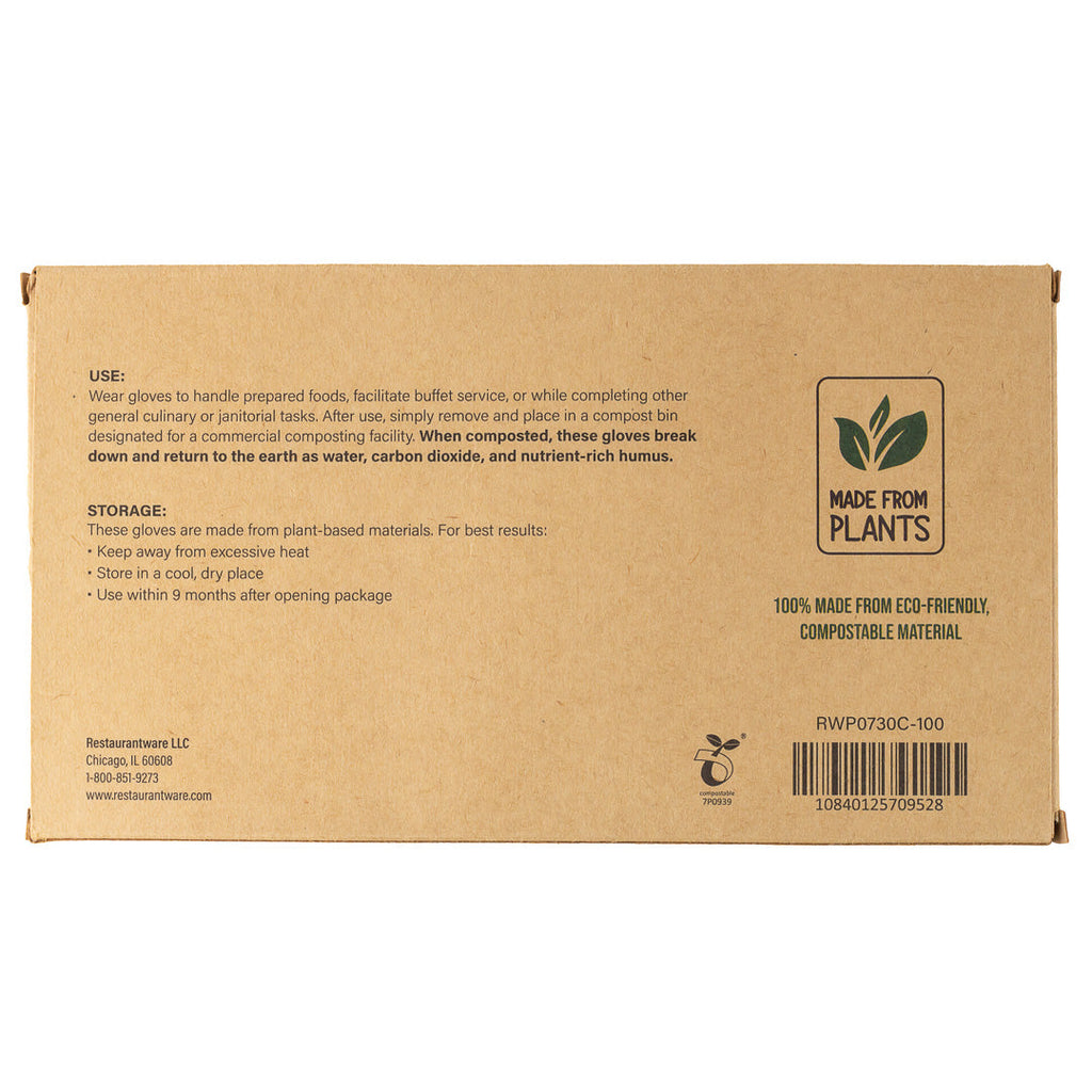 Eco Serve Clear Plastic Medium Compostable Gloves - Powder-Free - 11" x 9" - 100 count box