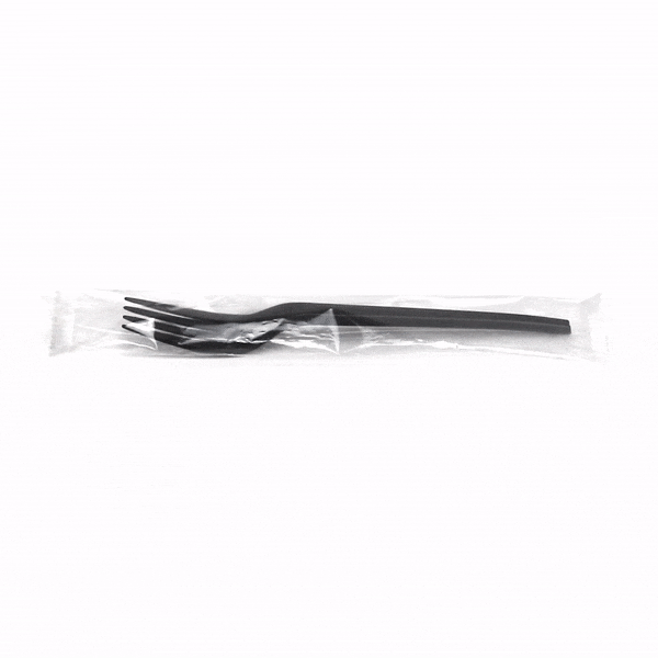 Basic Nature Black CPLA Plastic Fork - Wrapped, Heat-Resistant, Compostable - 6 1/2" - 50 count box