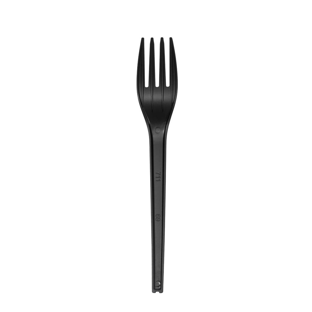 Basic Nature Black CPLA Plastic Fork - Wrapped, Heat-Resistant, Compostable - 6 1/2" - 50 count box