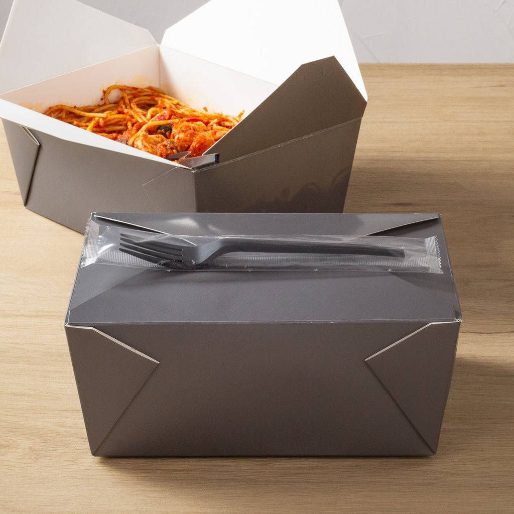 Basic Nature Black CPLA Plastic Fork - Wrapped, Heat-Resistant, Compostable - 6 1/2" - 50 count box
