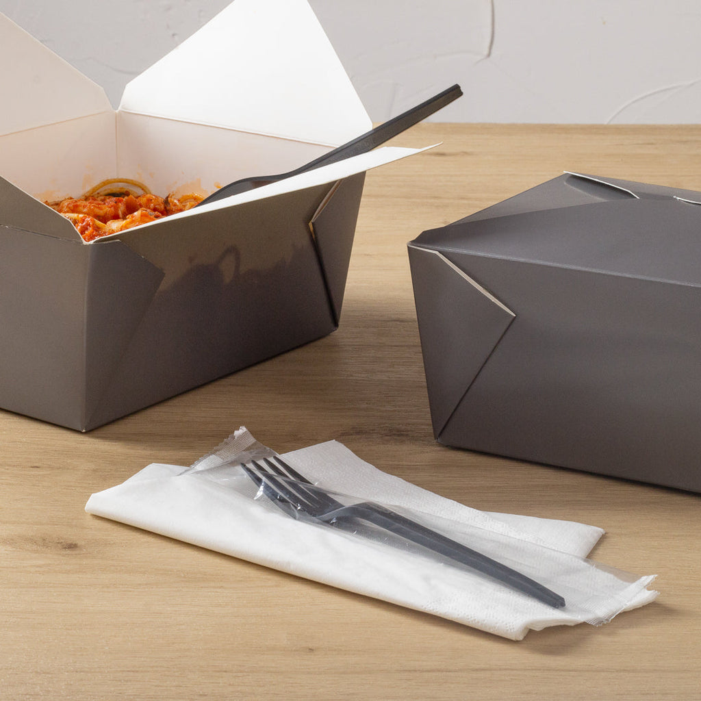 Basic Nature Black CPLA Plastic Fork - Wrapped, Heat-Resistant, Compostable - 6 1/2" - 50 count box