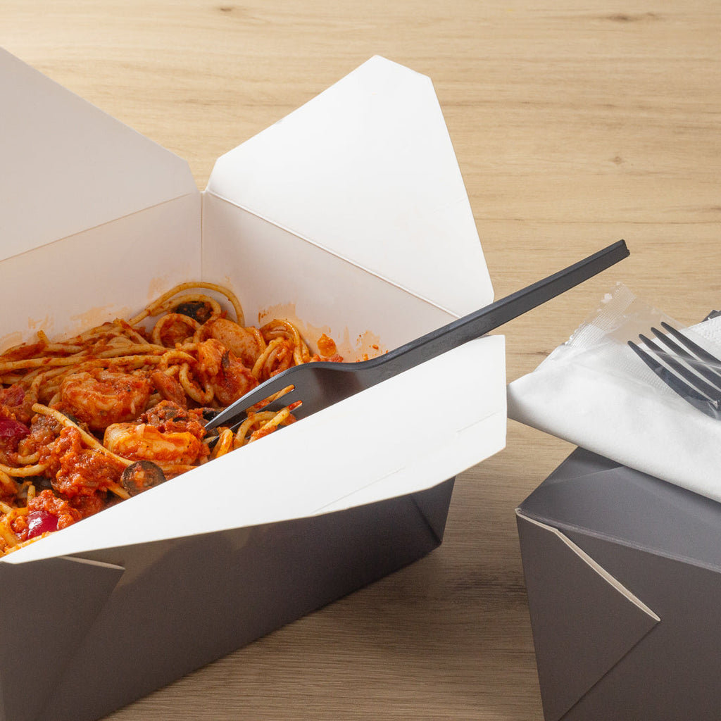 Basic Nature Black CPLA Plastic Fork - Wrapped, Heat-Resistant, Compostable - 6 1/2" - 50 count box