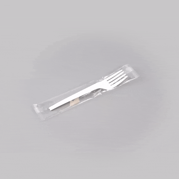 Basic Nature White CPLA Plastic Fork - Wrapped, Heat-Resistant, Compostable - 6 1/2" - 50 count box