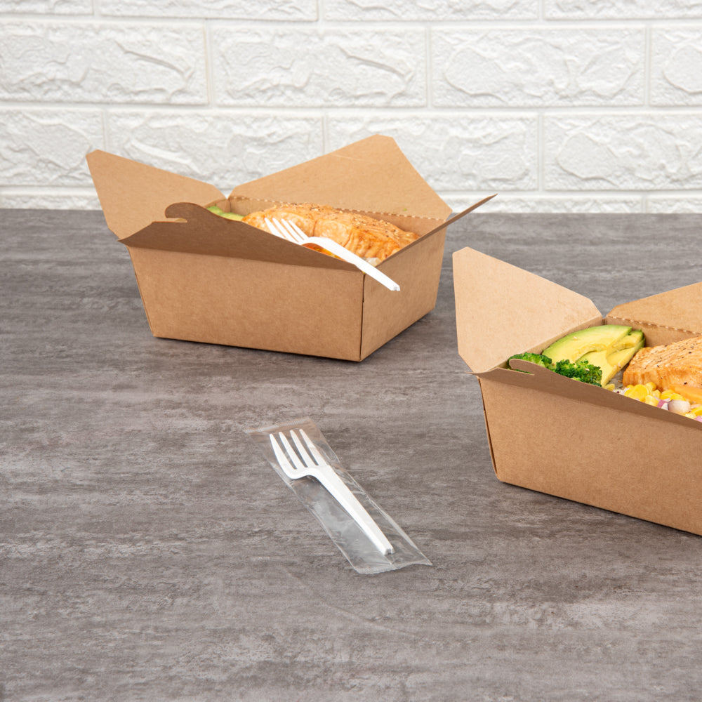 Basic Nature White CPLA Plastic Fork - Wrapped, Heat-Resistant, Compostable - 6 1/2" - 50 count box