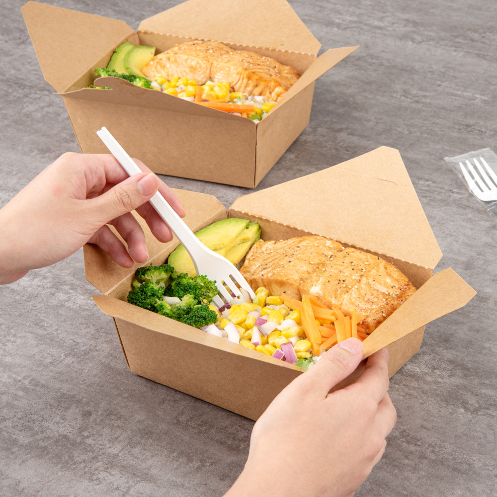 Basic Nature White CPLA Plastic Fork - Wrapped, Heat-Resistant, Compostable - 6 1/2" - 50 count box