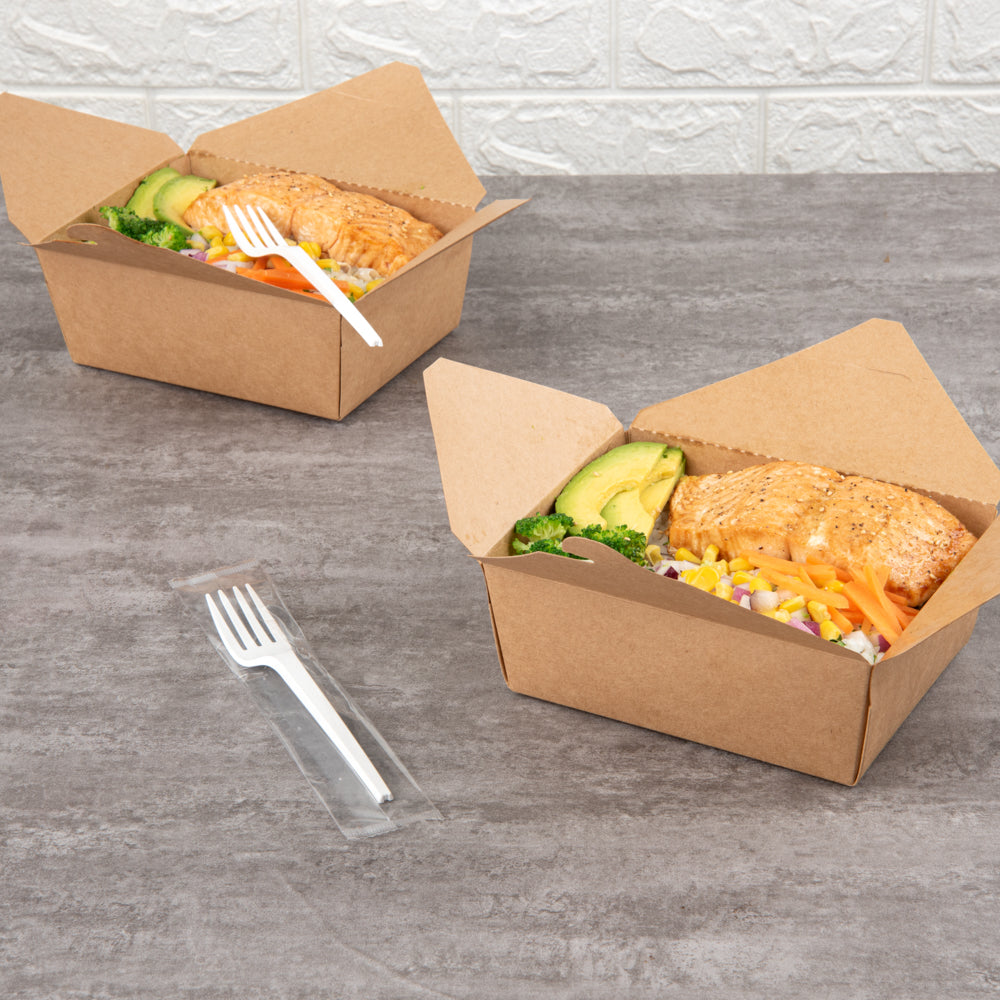 Basic Nature White CPLA Plastic Fork - Wrapped, Heat-Resistant, Compostable - 6 1/2" - 50 count box