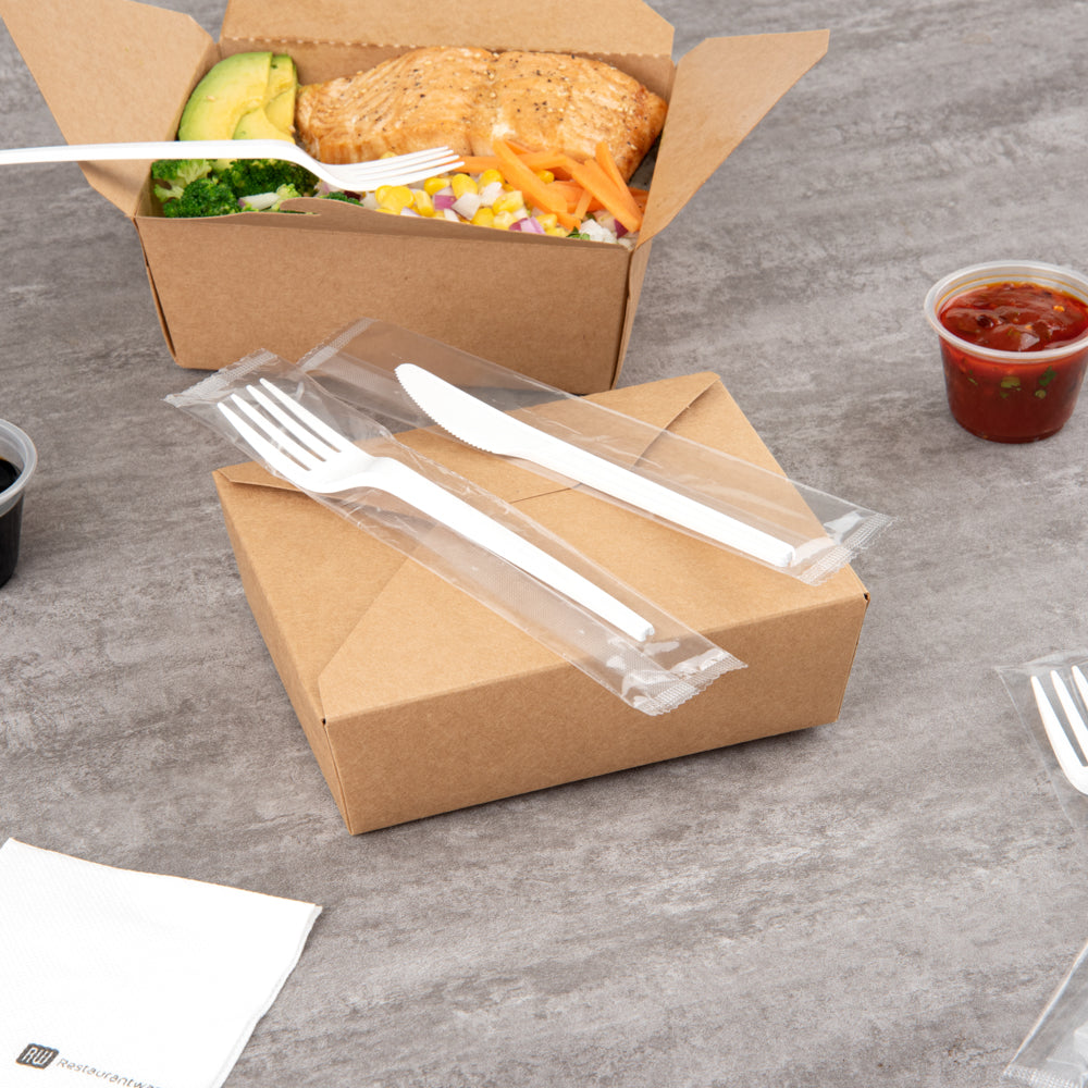 Basic Nature White CPLA Plastic Fork - Wrapped, Heat-Resistant, Compostable - 6 1/2" - 50 count box