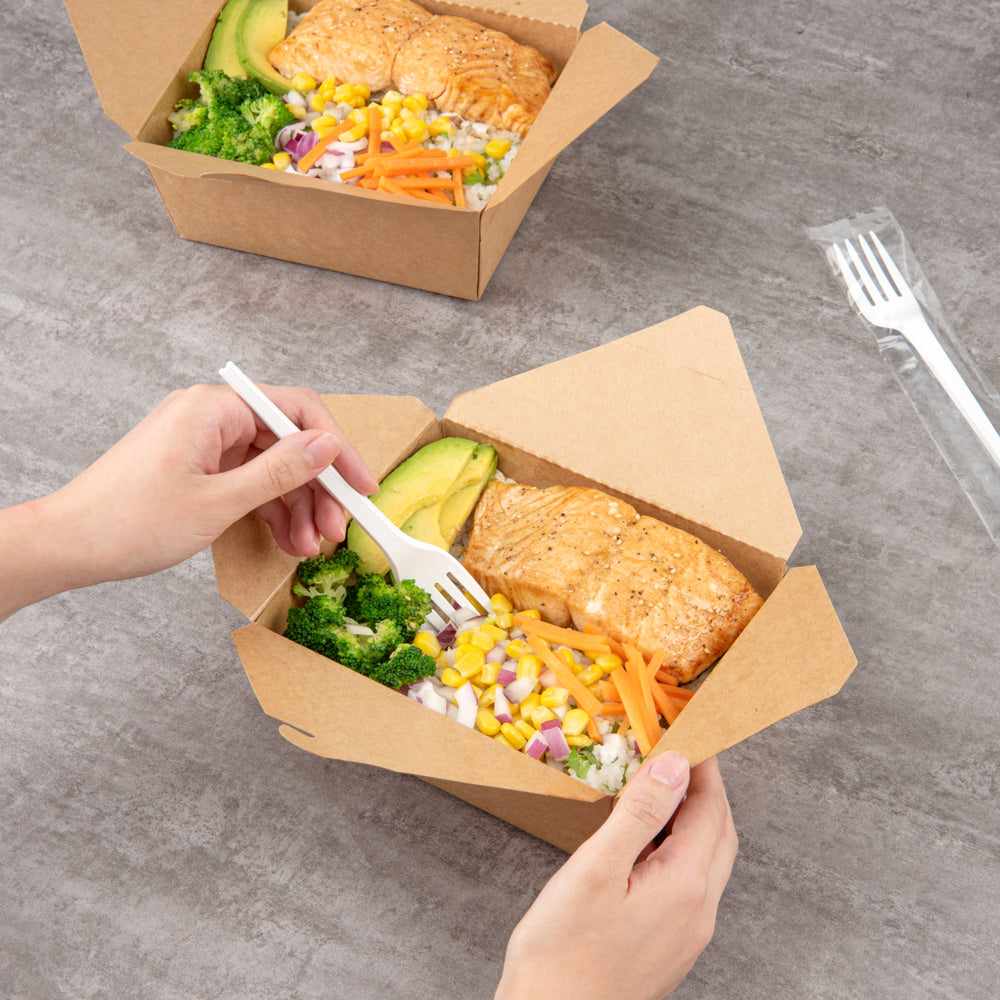Basic Nature White CPLA Plastic Fork - Wrapped, Heat-Resistant, Compostable - 6 1/2" - 250 count box