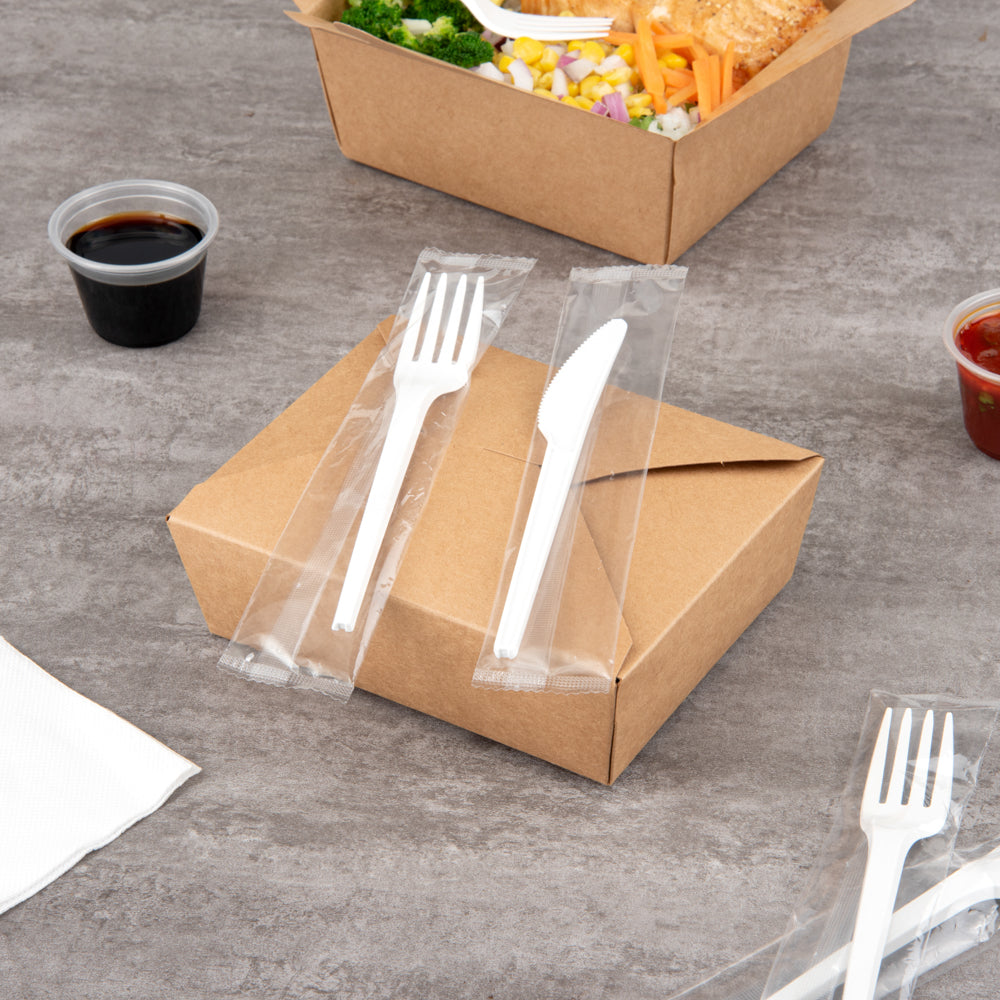 Basic Nature White CPLA Plastic Fork - Wrapped, Heat-Resistant, Compostable - 6 1/2" - 250 count box