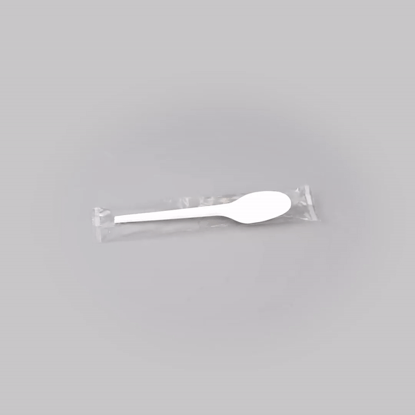 Basic Nature White CPLA Plastic Spoon - Wrapped, Heat-Resistant, Compostable - 6 1/2" - 50 count box