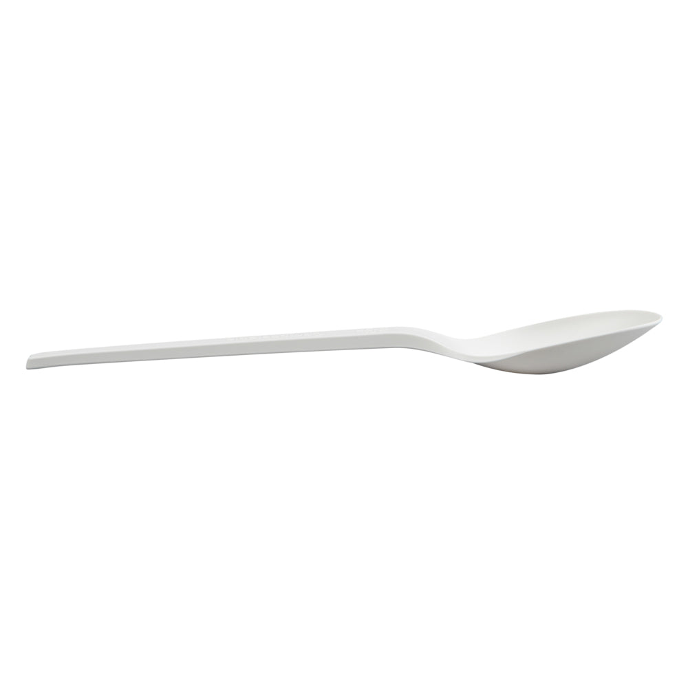 Basic Nature White CPLA Plastic Spoon - Wrapped, Heat-Resistant, Compostable - 6 1/2" - 50 count box