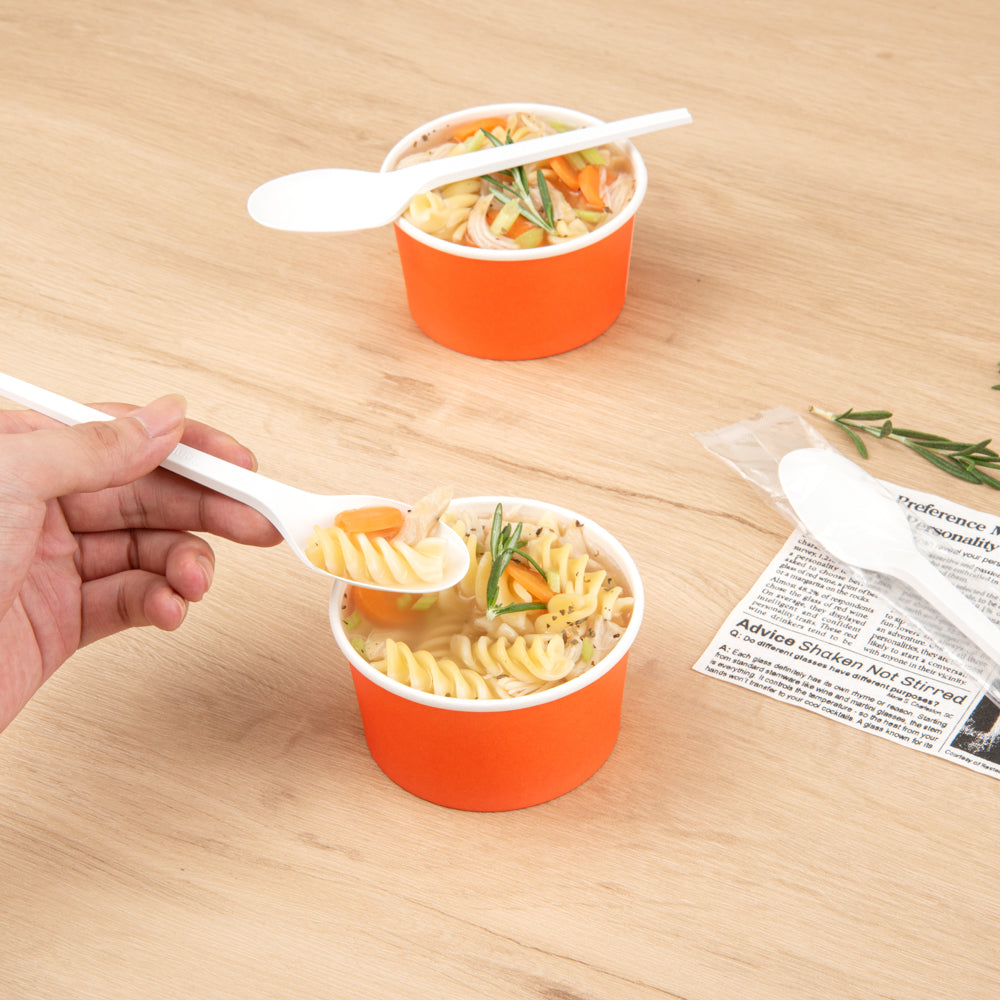 Basic Nature White CPLA Plastic Spoon - Wrapped, Heat-Resistant, Compostable - 6 1/2" - 50 count box