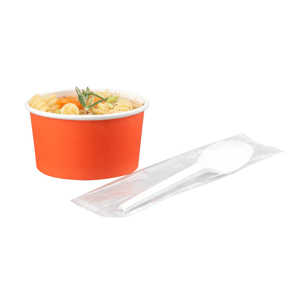 Basic Nature White CPLA Plastic Spoon - Wrapped, Heat-Resistant, Compostable - 6 1/2" - 250 count box