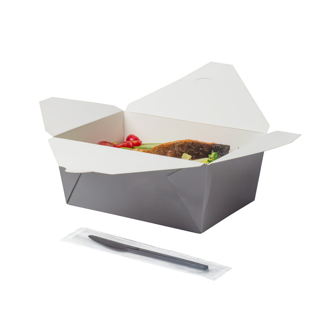 Basic Nature Black CPLA Plastic Knife - Wrapped, Heat-Resistant, Compostable - 6 1/2" - 50 count box
