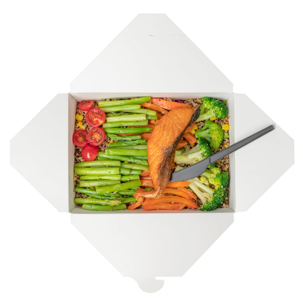 Basic Nature Black CPLA Plastic Knife - Wrapped, Heat-Resistant, Compostable - 6 1/2" - 50 count box
