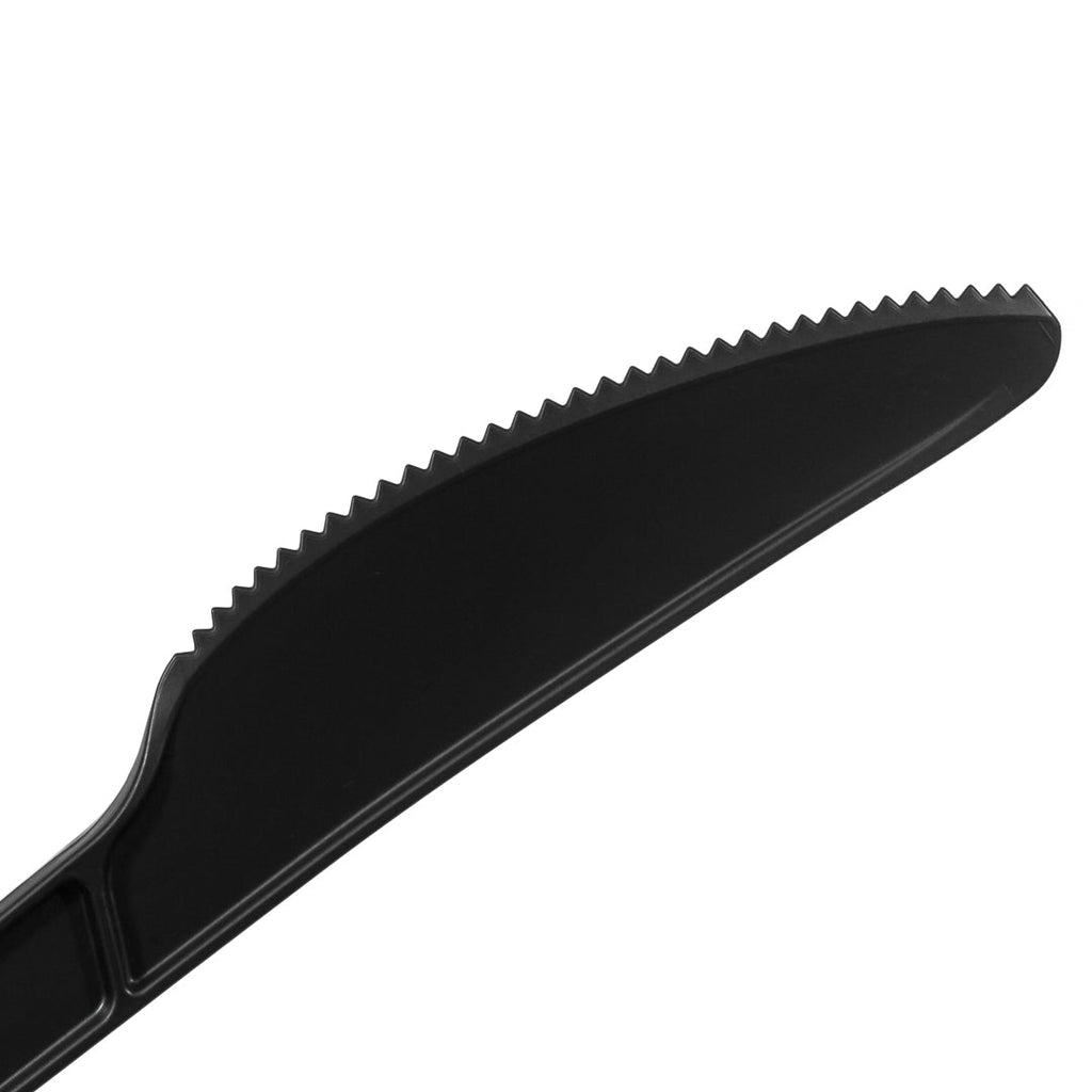 Basic Nature Black CPLA Plastic Knife - Wrapped, Heat-Resistant, Compostable - 6 1/2" - 50 count box