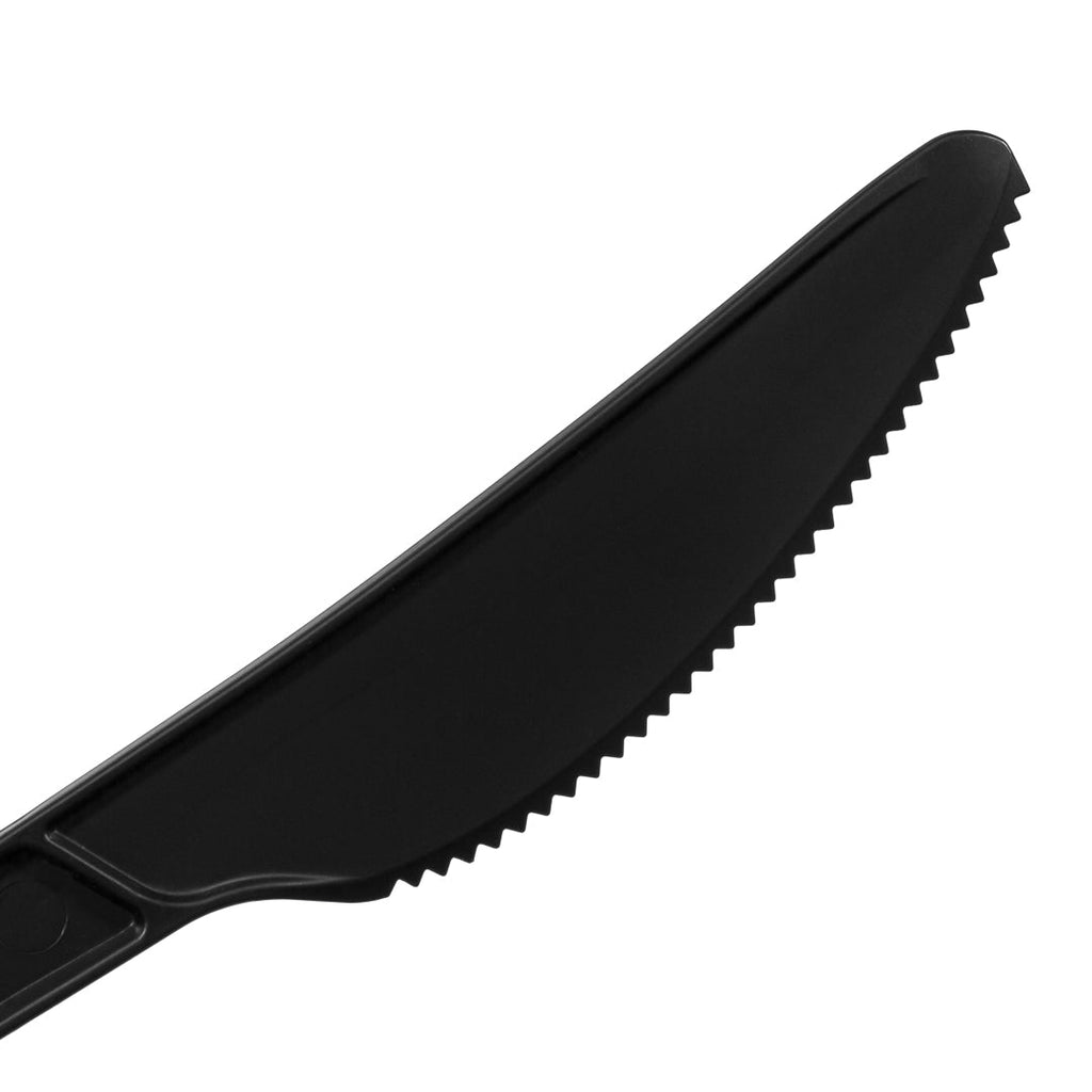 Basic Nature Black CPLA Plastic Knife - Wrapped, Heat-Resistant, Compostable - 6 1/2" - 50 count box