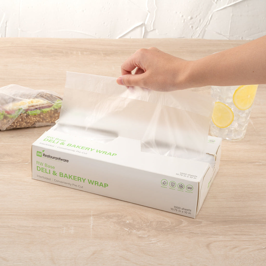 Chef 101 Plastic Interfolded Deli and Bakery Wrap - 10 3/4" x 10" - 1000 count box