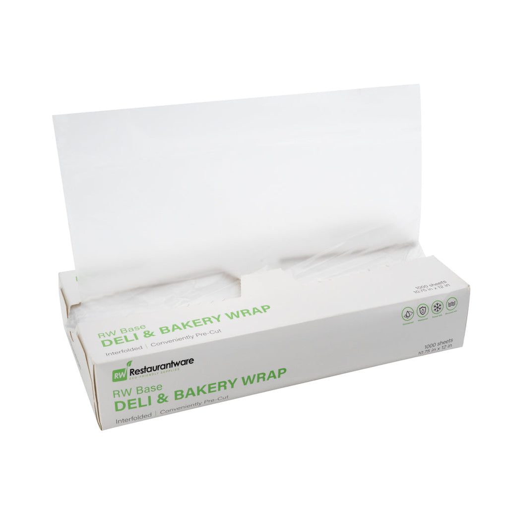Chef 101 Rectangle Plastic Interfolded Deli and Bakery Wrap - 12" x 10 3/4" - 1000 count box