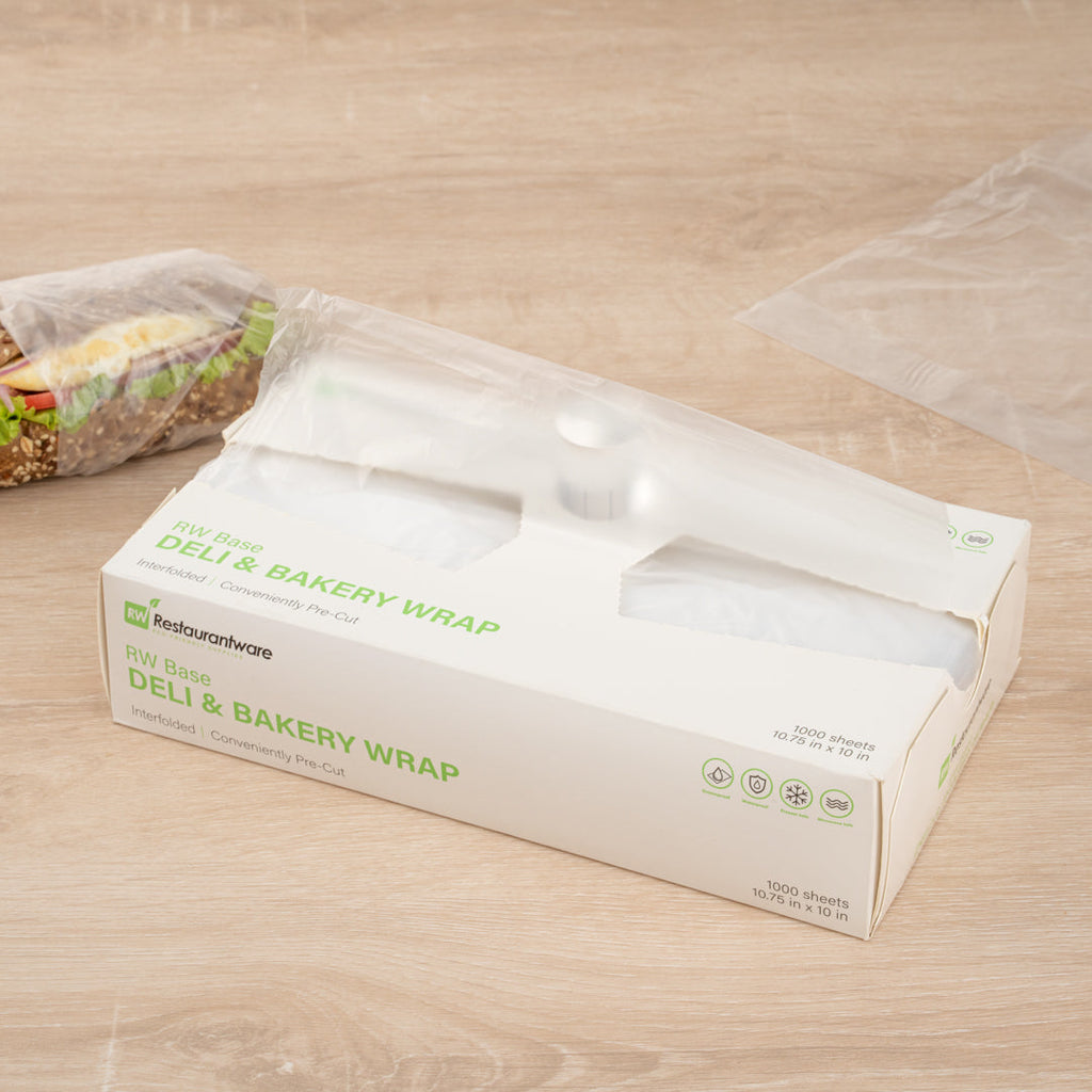 Chef 101 Rectangle Plastic Interfolded Deli and Bakery Wrap - 12" x 10 3/4" - 1000 count box