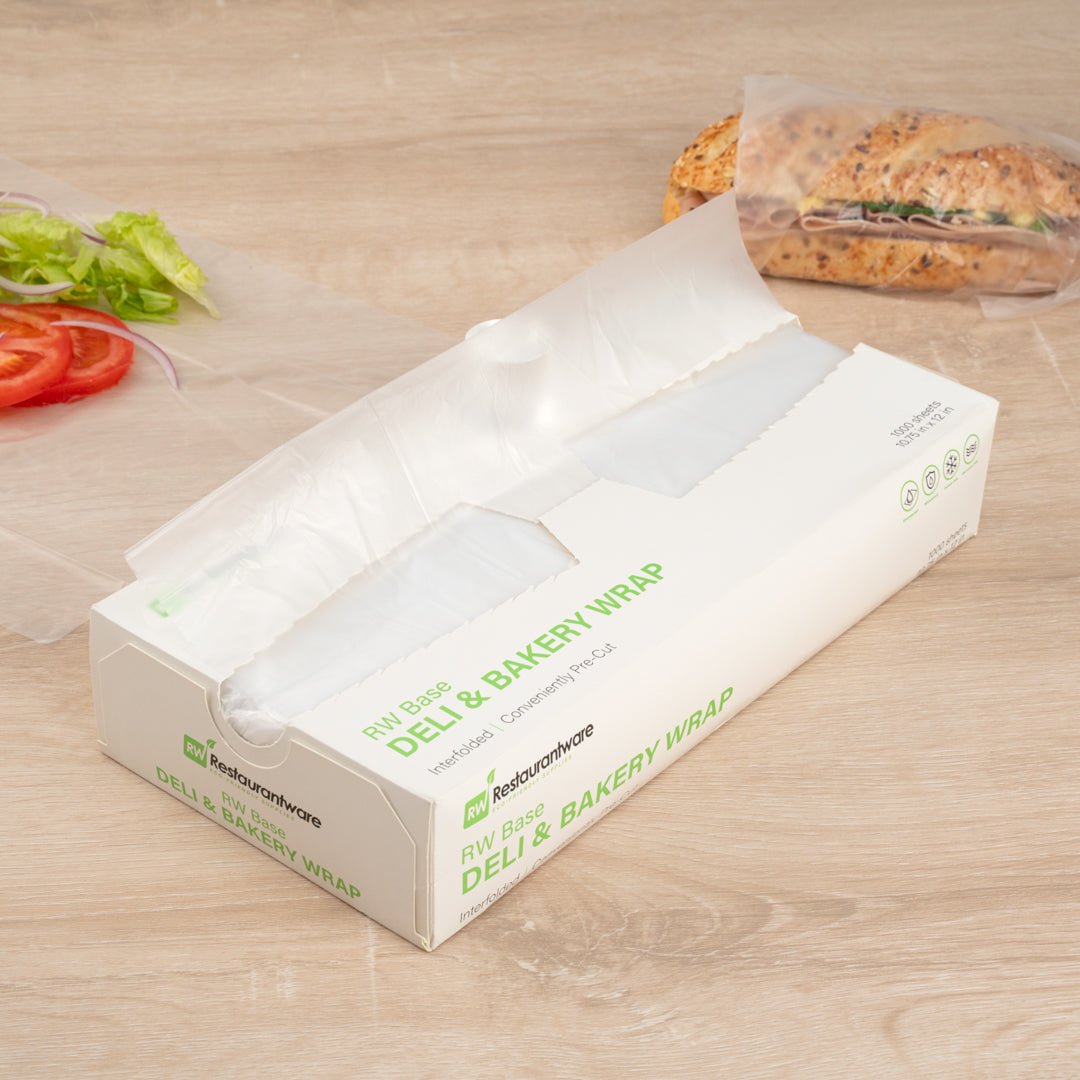 Chef 101 Rectangle Plastic Interfolded Deli and Bakery Wrap - 12" x 10 3/4" - 10000 count box