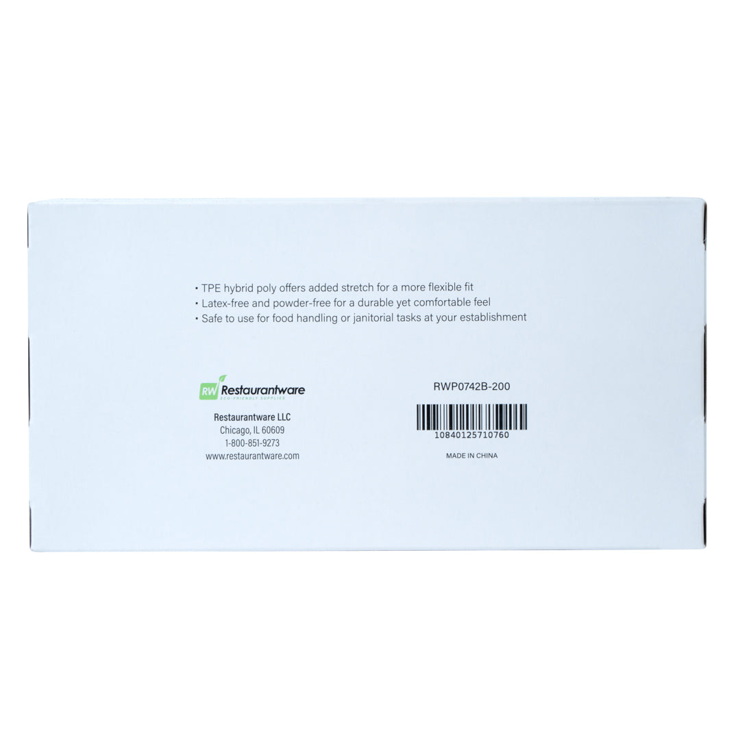Serve Secure Black TPE Hybrid Plastic Small Foodservice Gloves - Latex Free, Powder Free - 10" x 8 1/4" - 200 count box