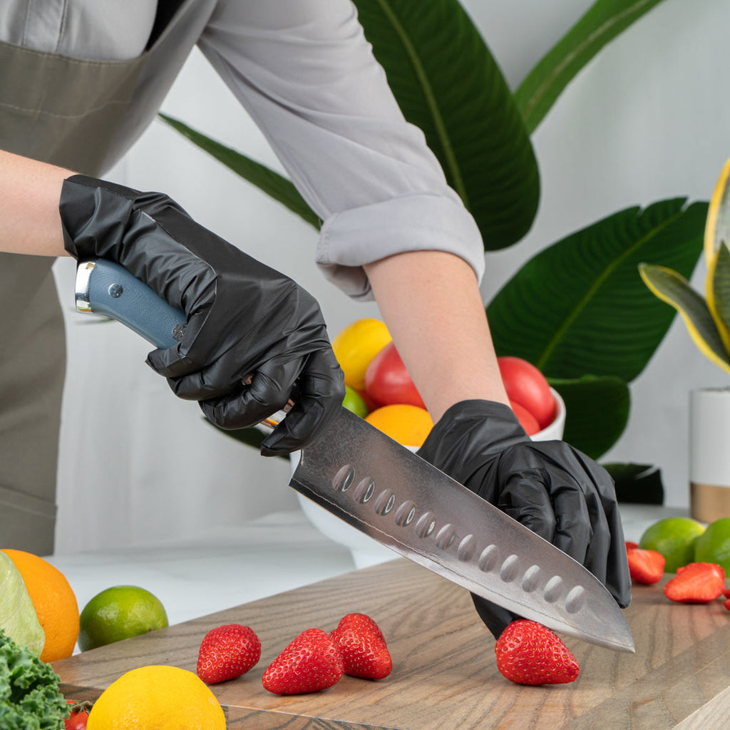 Serve Secure Black TPE Hybrid Plastic Small Foodservice Gloves - Latex Free, Powder Free - 10" x 8 1/4" - 1000 count box