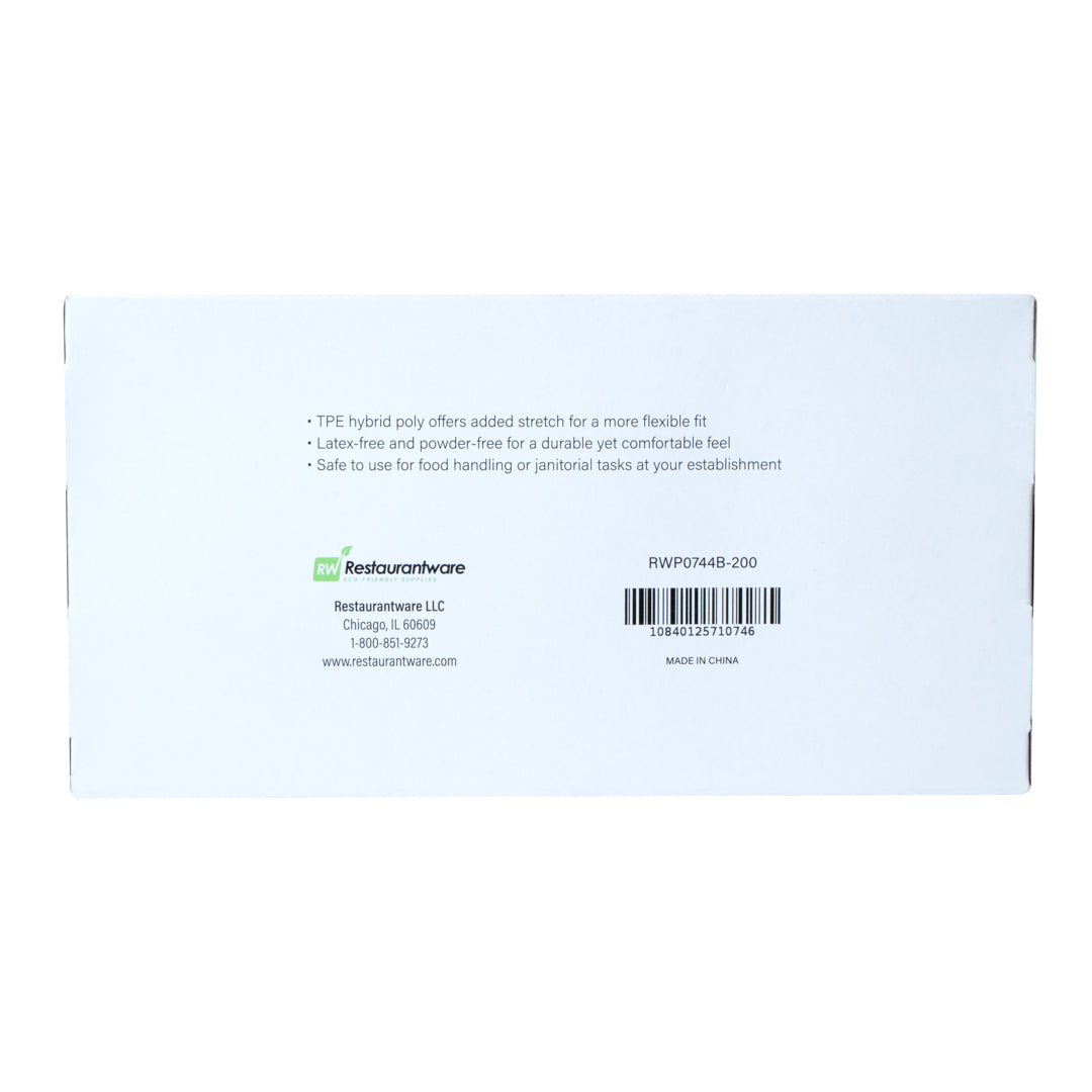 Serve Secure Black TPE Hybrid Plastic Large Foodservice Gloves - Latex Free, Powder Free - 10" x 9 1/4" - 1000 count box
