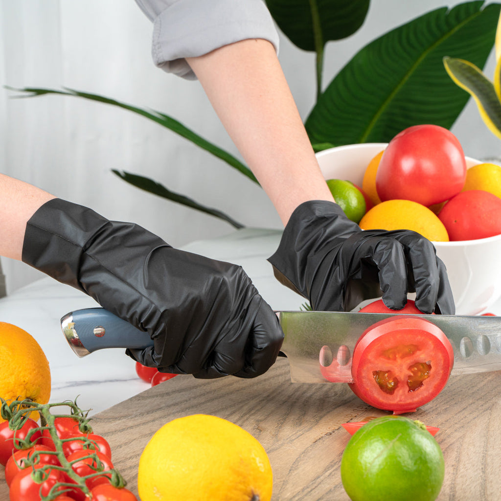 Serve Secure Black TPE Hybrid Plastic XXL Foodservice Gloves - Latex Free, Powder Free - 10 1/4" x 10 1/2" - 1000 count box