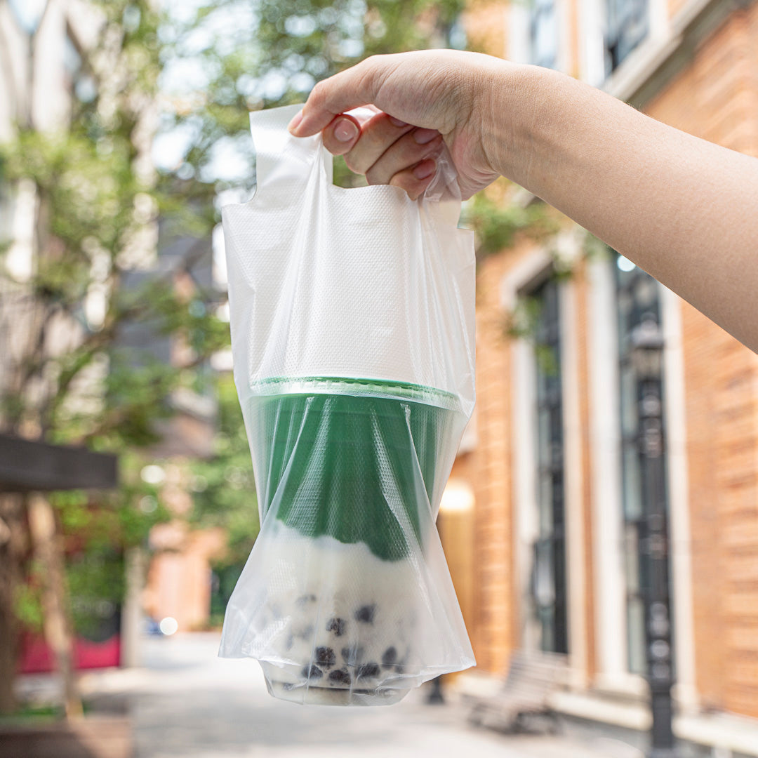 Bag Tek Clear Plastic Drink Carrier Bag - Fits 1 Cup - 6 1/4" x 3 1/4" x 11" - 100 count box