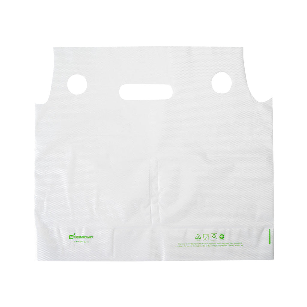 Bag Tek Clear Plastic Drink Carrier Bag - Fits 2 Cups - 12 1/2" x 3 1/4" x 11" - 100 count box