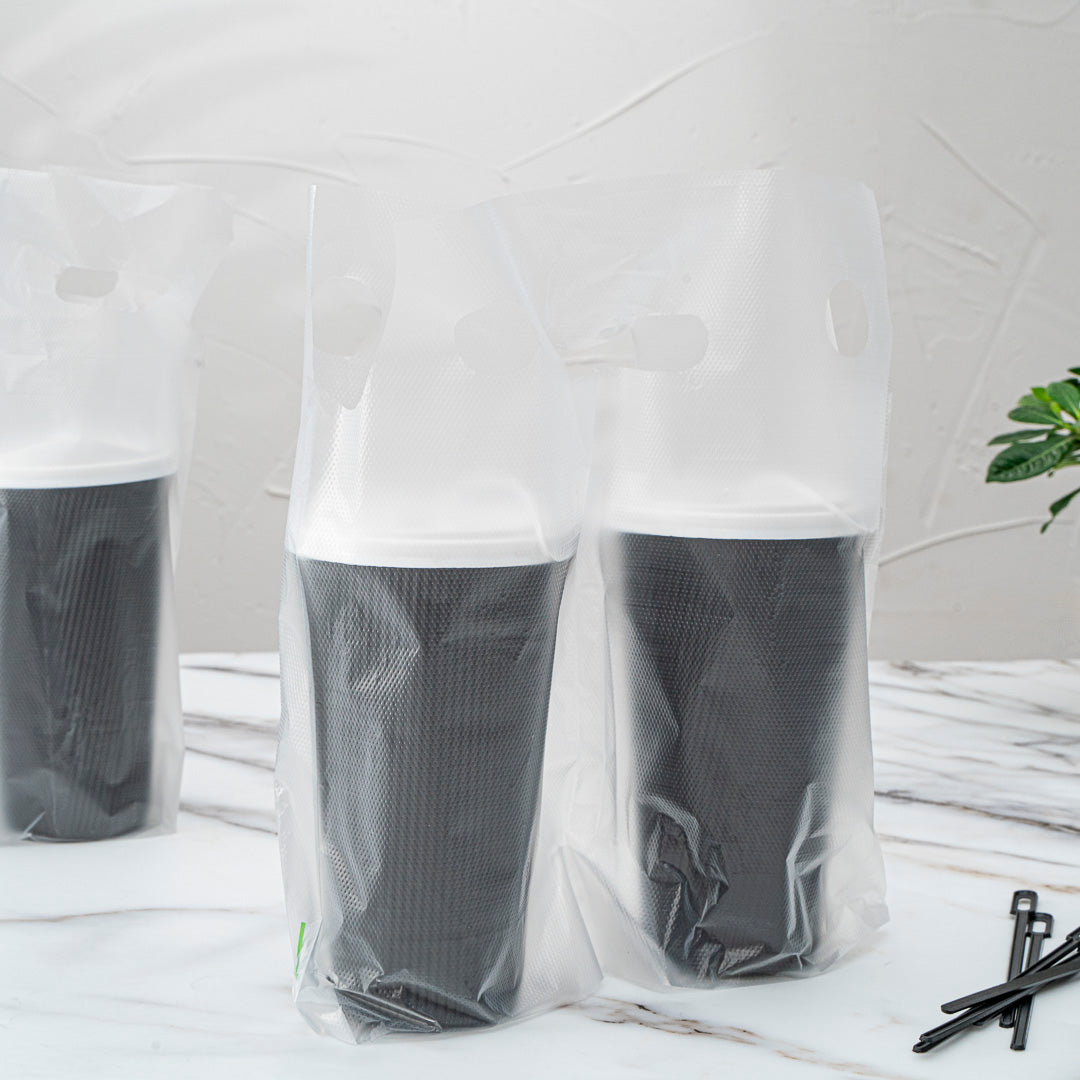 Bag Tek Clear Plastic Drink Carrier Bag - Fits 2 Cups - 12 1/2" x 3 1/4" x 11" - 100 count box
