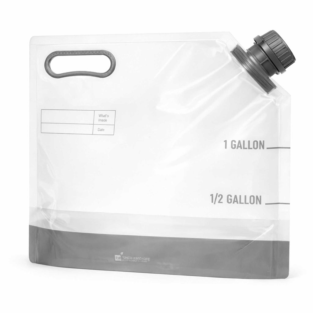 Cater Tek 1 gal Clear Plastic Take Out Drink Bag - with Safety Cap - 12 3/4" x 5 3/4" x 11 3/4" - 10 count box