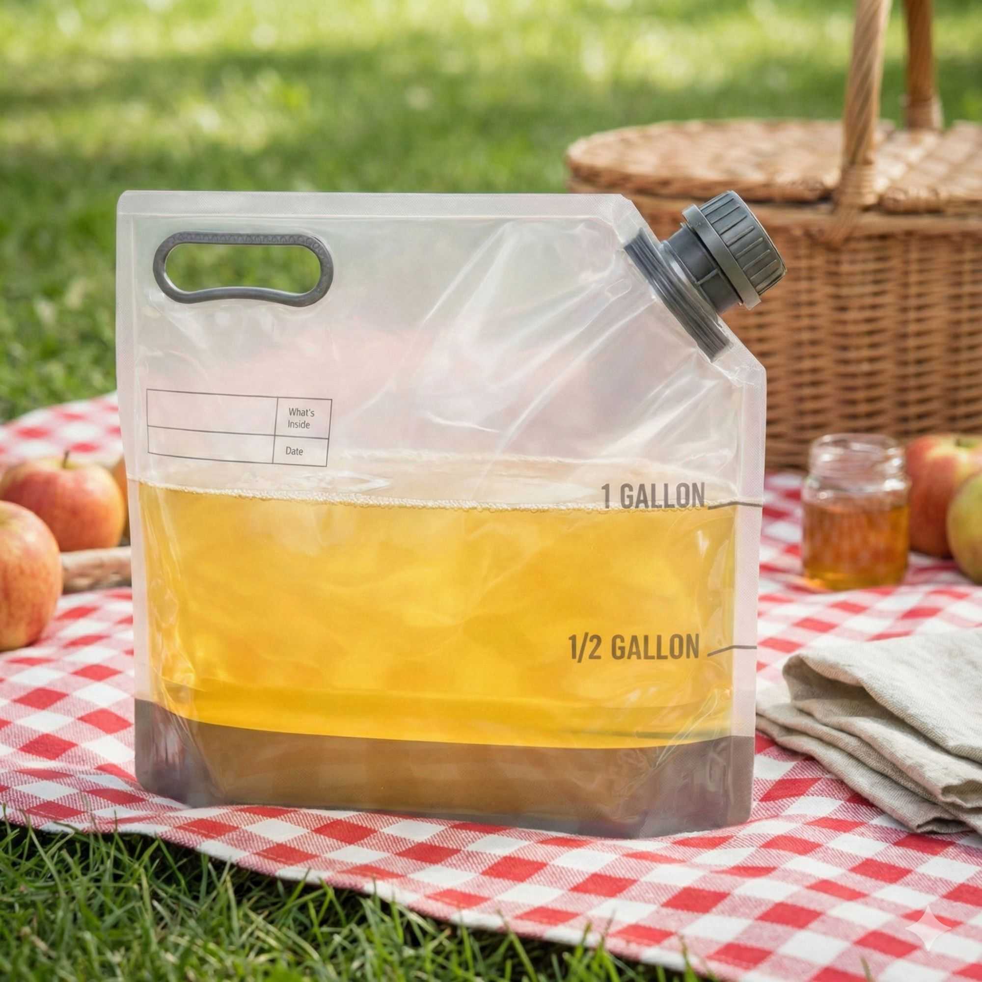 Cater Tek 1 gal Clear Plastic Take Out Drink Bag - with Safety Cap - 12 3/4" x 5 3/4" x 11 3/4" - 10 count box