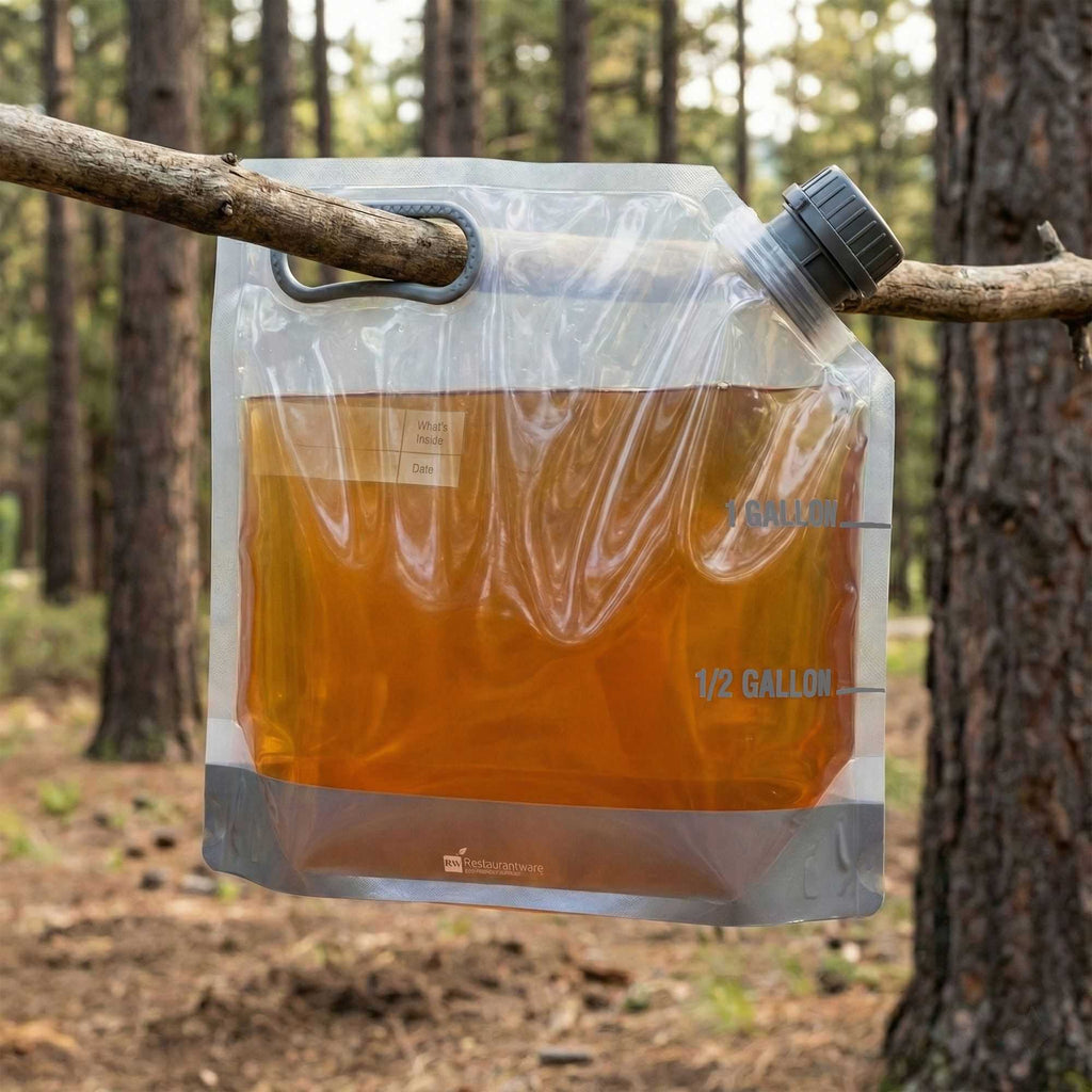 Cater Tek 1 gal Clear Plastic Take Out Drink Bag - with Safety Cap - 12 3/4" x 5 3/4" x 11 3/4" - 10 count box