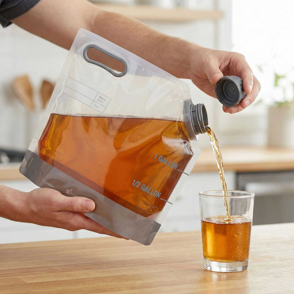 Cater Tek 1 gal Clear Plastic Take Out Drink Bag - with Safety Cap - 12 3/4" x 5 3/4" x 11 3/4" - 10 count box