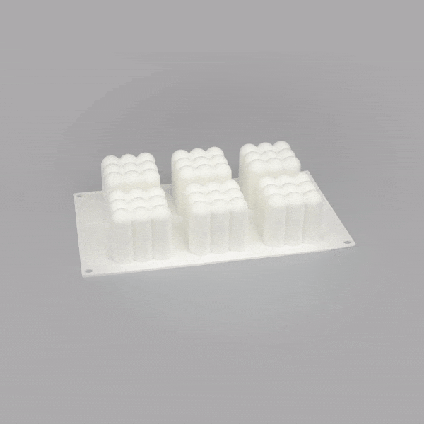Pastry Tek Silicone Bubble Cube Baking Mold - 6-Compartment - 1 count box