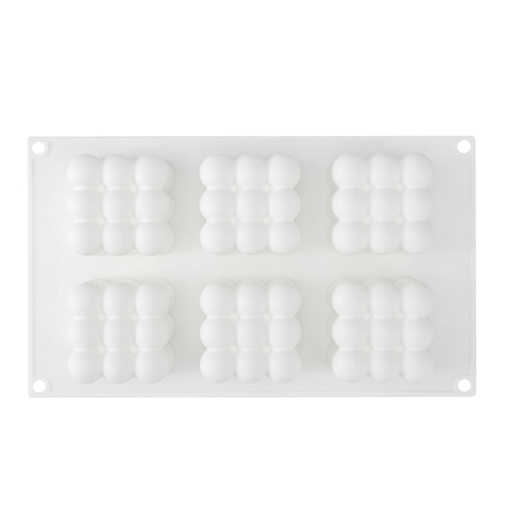 Pastry Tek Silicone Bubble Cube Baking Mold - 6-Compartment - 1 count box