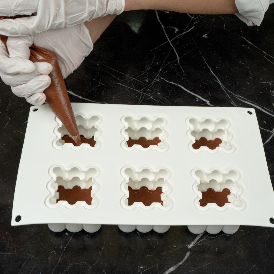 Pastry Tek Silicone Bubble Cube Baking Mold - 6-Compartment - 1 count box