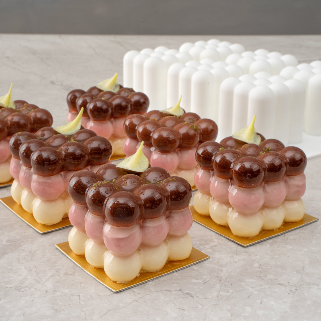 Pastry Tek Silicone Bubble Cube Baking Mold - 6-Compartment - 10 count box