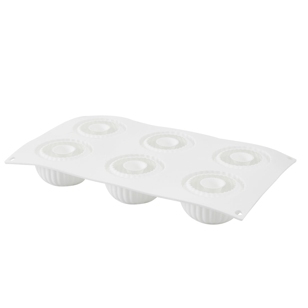 Pastry Tek Silicone Ridged Donut - 6-Compartment - 1 count box