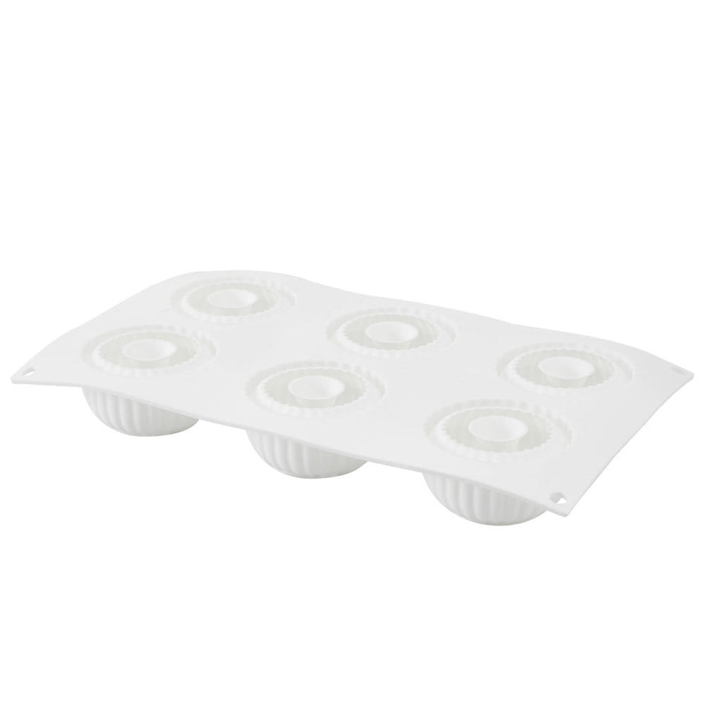Pastry Tek Silicone Ridged Donut - 6-Compartment - 10 count box