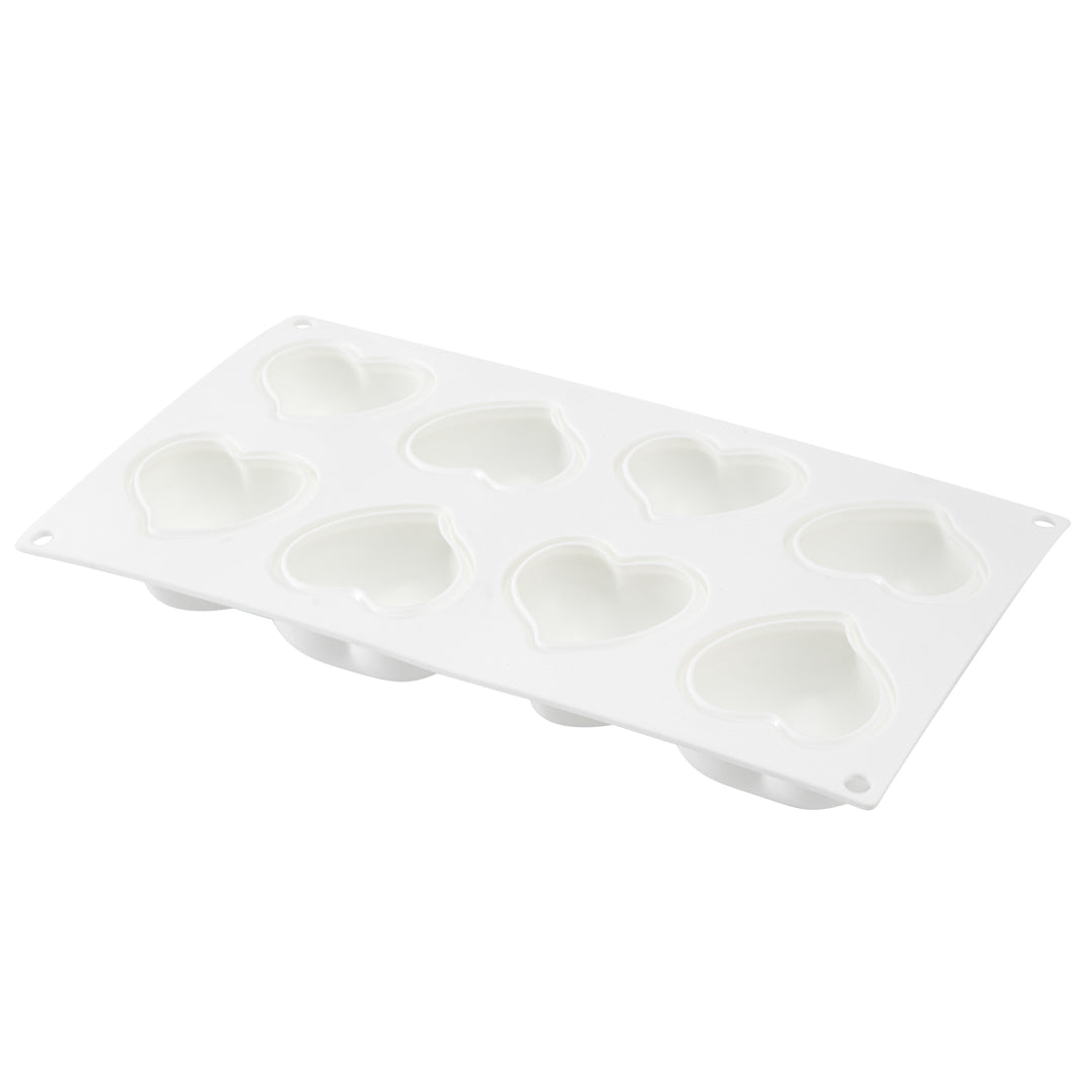 Pastry Tek Silicone Heart Baking Mold - 8-Compartment - 10 count box